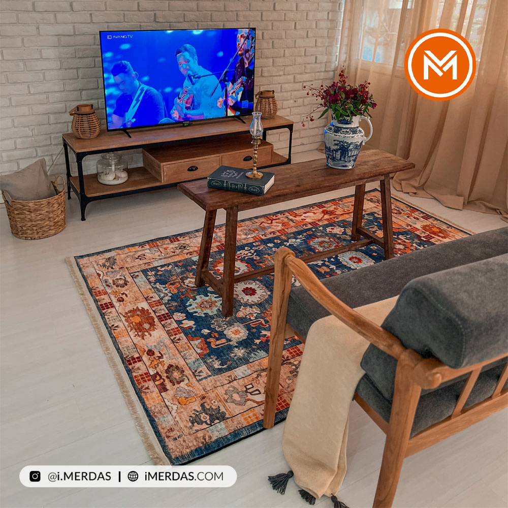فرش کهنه نما کد 20845 زمینه تمام رنگ